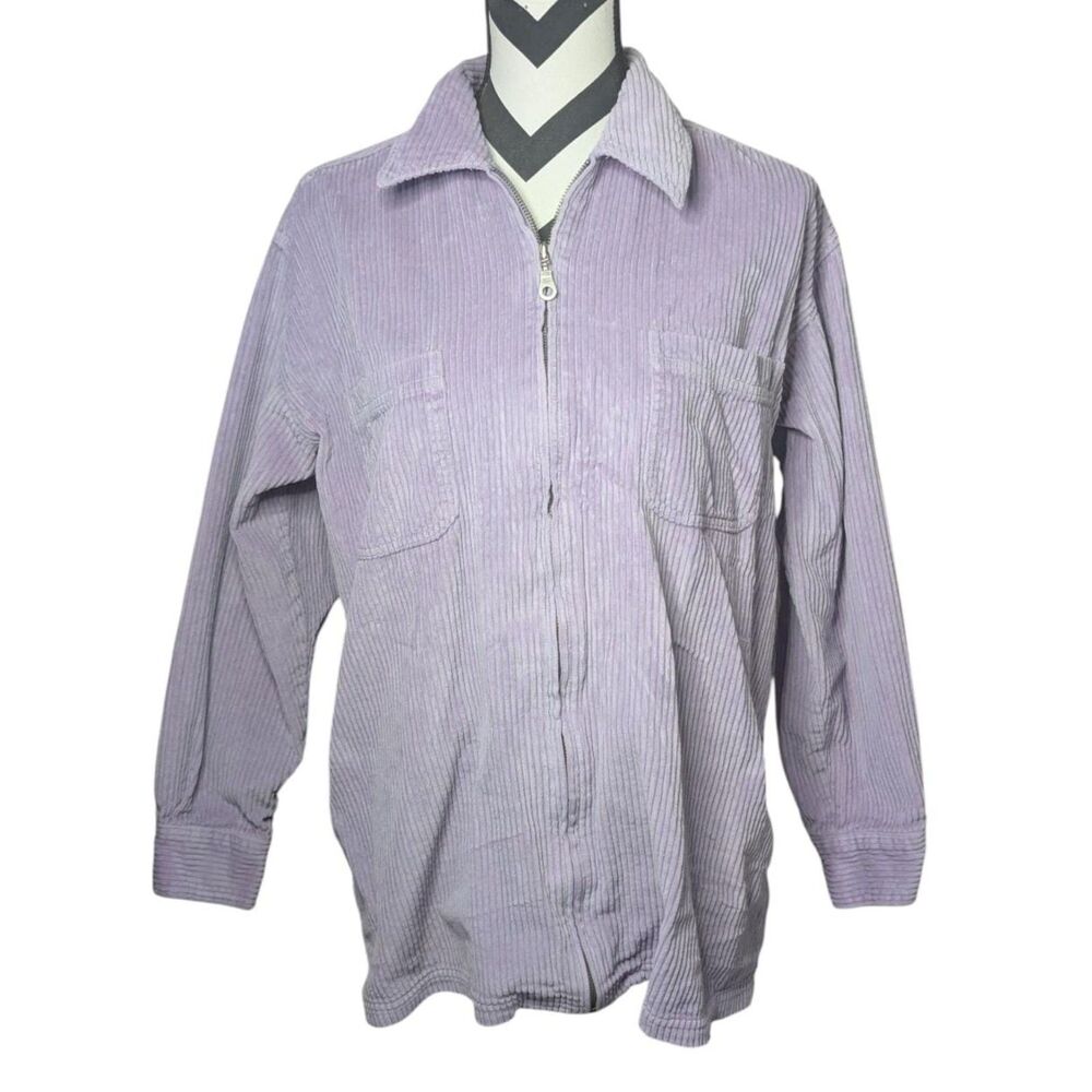 Bill Blass Jeans Vintage Purple Corduroy Shirt Jacket Full Zip Medium